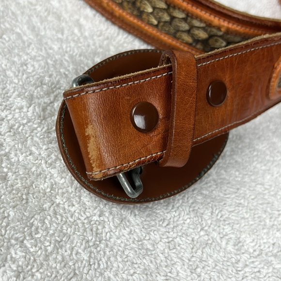 Leather Snake Skin Belt Size 34 Made in Mexico Rodeo Cowgirl Western - Picture 6 of 14